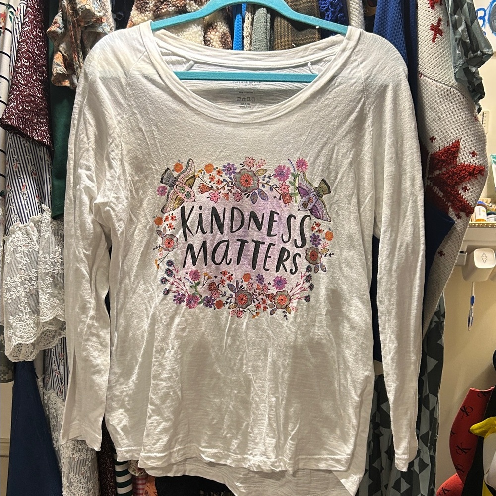 NATURAL LIFE White Floral Graphic Long Sleeve Top